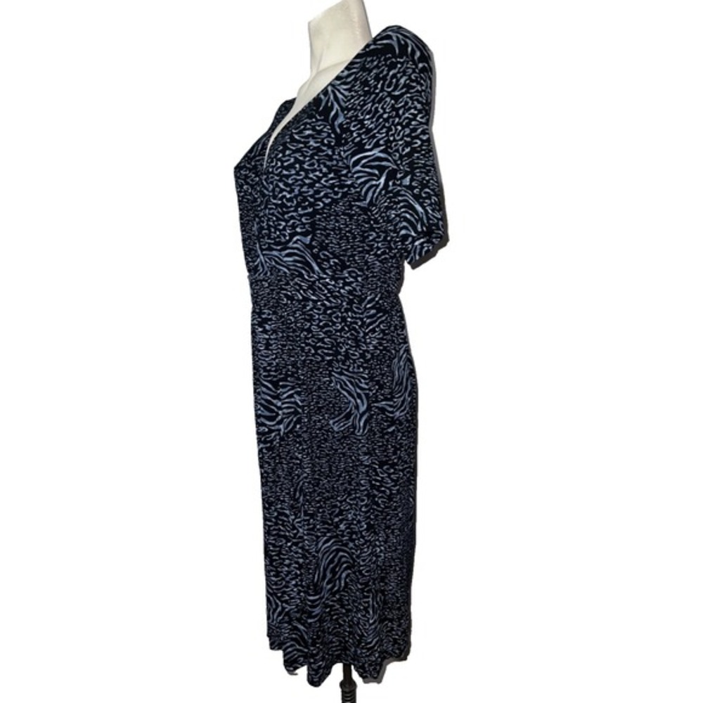 Fresh Produce Midi‎ Dress Womens Sz L Blue Animal Print Summer Knit Sundress USA - Picture 4 of 10
